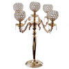 25inch Tall 5 Arm Gold Crystal Beaded Globe Metal Candelabra Candle Holder#whtbkgd