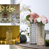 16inch Tall Shiny Gold Metal Full Crystal Beaded Pillar Candle Holder Stand