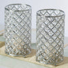 Silver Crystal Beaded Pillar Votive Candle Holder Set, Multipurpose Crystal Flower Stem Vase