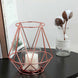 2 Pack | 7inch Blush/Rose Gold Geometric Metal Wired Candle Holder Set & Glass Votive Holder Set