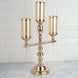 3 Arm Gold Metal Pillar Candle Stand, Votive Candelabra With Hanging Clear Crystal Pendants