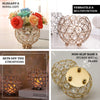 Round Blush/Rose Gold Crystal Beaded Metal Votive Tealight Candle Holder, Multipurpose Table Vase