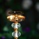 17inch Tall Gold Metal Pillar Candle Holder With Hurricane Glass Tube & Crystal Globes