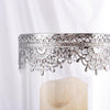 13inch Tall Hurricane Glass Pillar Candle Holder, Lace Design Votive Candle Stand - Antique Silver