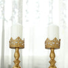 2 Pack 12inch Tall Antique Gold Lace Hurricane Glass Candle Holder Set, Pillar Votive Candle Holders