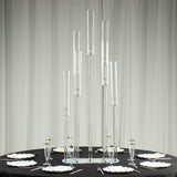 47inch Clear Crystal 7-Arm Cluster Taper Candle Candelabra Table Centerpiece