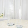 23inch Tall Clear 3-Arm Crystal Round Glass Taper Candle Candelabra