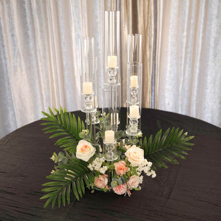 Elegant Clear Crystal Cluster Candelabra for Weddings and Events