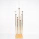 Gold 10 Arm Cluster Taper Candle Holder With Clear Glass Shades Large Candle Arrangement#whtbkgd