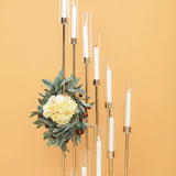 57inch Gold 12 Arm Cluster Taper Candle Holder With Clear Glass Shades, Large Candle Arrangement