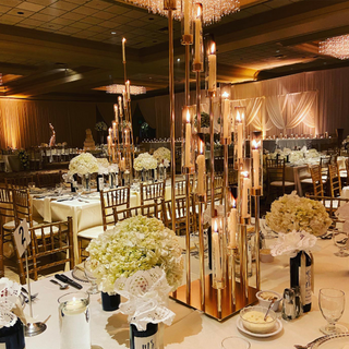 Elevate Your Event Decor with the 57" Gold 12 Arm Cluster Taper Candle Holder