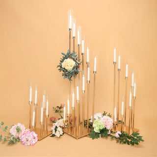 Enhance Your Space with the 57" Gold 12 Arm Cluster Taper Candle Holder