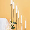 57inch Gold 12 Arm Cluster Taper Candle Holder With Clear Glass Shades, Large Candle Arrangement