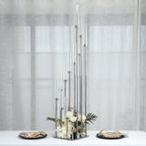 57inch Silver 12 Arm Cluster Taper Candle Holder With Clear Glass Shades Large Candle Arrangement