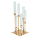 Gold 6 Arm Cluster Taper Candle Holder With Clear Glass Shades Large Candle Arrangement#whtbkgd