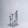 24inch Silver 6 Arm Cluster Taper Candle Holder With Clear Glass Shades Large Candle Arrangement