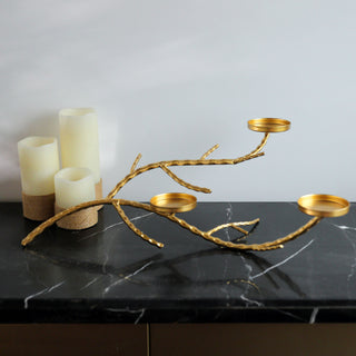 Glamorous Gold Metal Twig Branch Candle Holder Stand