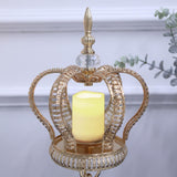18inch Gold Metal Jeweled Crown Votive Candle Holder Stand