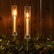 2 Pack | 16inch Silver Metal Clear Glass Hurricane Candle Stands With Glass Chimney Candle Shades