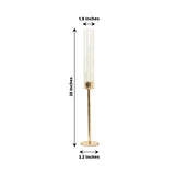 2 Pack | 20inch Gold Metal Clear Glass Hurricane Candle Stands With Glass Chimney Candle Shades