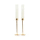 2 Pack | 20inch Gold Metal Clear Glass Hurricane Candle Stands With Glass Chimney Shades#whtbkgd