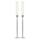 2 Pack | 24inch Silver Metal Clear Glass Hurricane Candle Stands With Glass Chimney Shades
#whtbkgd