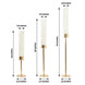 Set of 3 | Gold Metal Clear Glass Hurricane Candle Stands With Glass Chimney Candle Shades