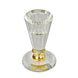 3inch Tall Gemcut Premium Crystal Glass Taper Candlestick Holder Stand With Gold Metal Stem#whtbkgd