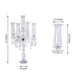 32inch 5 Arm Premium Crystal Glass Taper Candle Holder Candelabra With Chandelier Chains