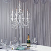 40inch 5 Arm Premium Crystal Glass Taper Candle Holder Candelabra With Chandelier Chains