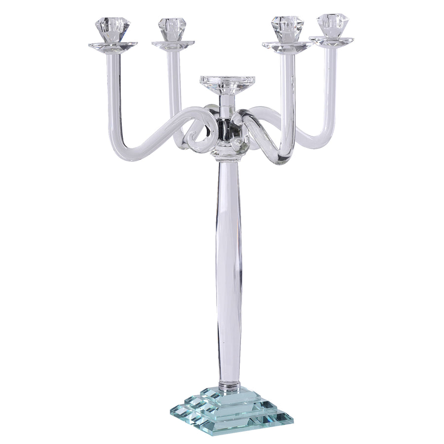 27inch 5 Arm Premium Crystal Glass Taper Candle Holder Candelabra Stand#whtbkgd