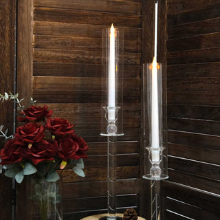 Elegant and Stylish Clear Crystal Glass Hurricane Taper Candle Holders