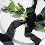 6yd Black Silk-Like Chiffon Linen Ribbon Roll For Bouquets, Wedding Invitations Gift Wrapping