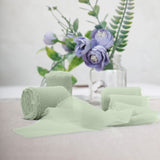 2 Pack | 6yds Sage Green Silk-Like Chiffon Ribbon Roll, DIY Wedding Bouquet Linen Wrap#whtbkgd