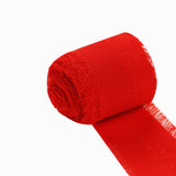 6yd Red Silk-Like Chiffon Linen Ribbon Roll For Bouquets, Wedding Invitations Gift Wrapping