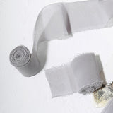 6yd Silver Silk-Like Chiffon Linen Ribbon Roll For Bouquets, Wedding Invitations Gift Wrapping