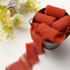 2 Pack | 6yds Terracotta Silk-Like Chiffon Ribbon Roll, DIY Wedding Bouquet Linen Wrap