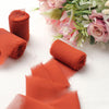 2 Pack | 6yds Terracotta Silk-Like Chiffon Ribbon Roll, DIY Wedding Bouquet Linen Wrap