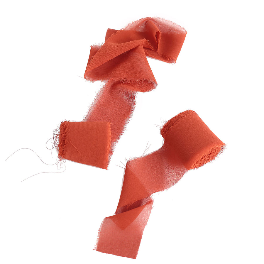 2 Pack 6yds Terracotta (Rust) Silk-Like Chiffon Ribbon Roll
