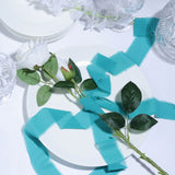 6yd Turquoise Silk-Like Chiffon Linen Ribbon Roll For Bouquets, Wedding Invitations Gift Wrapping