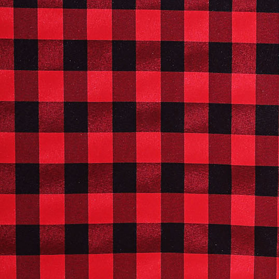 Buffalo Plaid Tablecloth | 70 inch Round | Black/Red | Checkered Gingham Polyester Tablecloth#whtbkgd