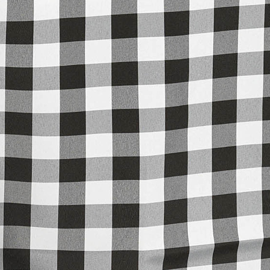 Buffalo Plaid Tablecloth | 90"x156" Rectangular | White/Black | Checkered Polyester Linen Tablecloth#whtbkgd