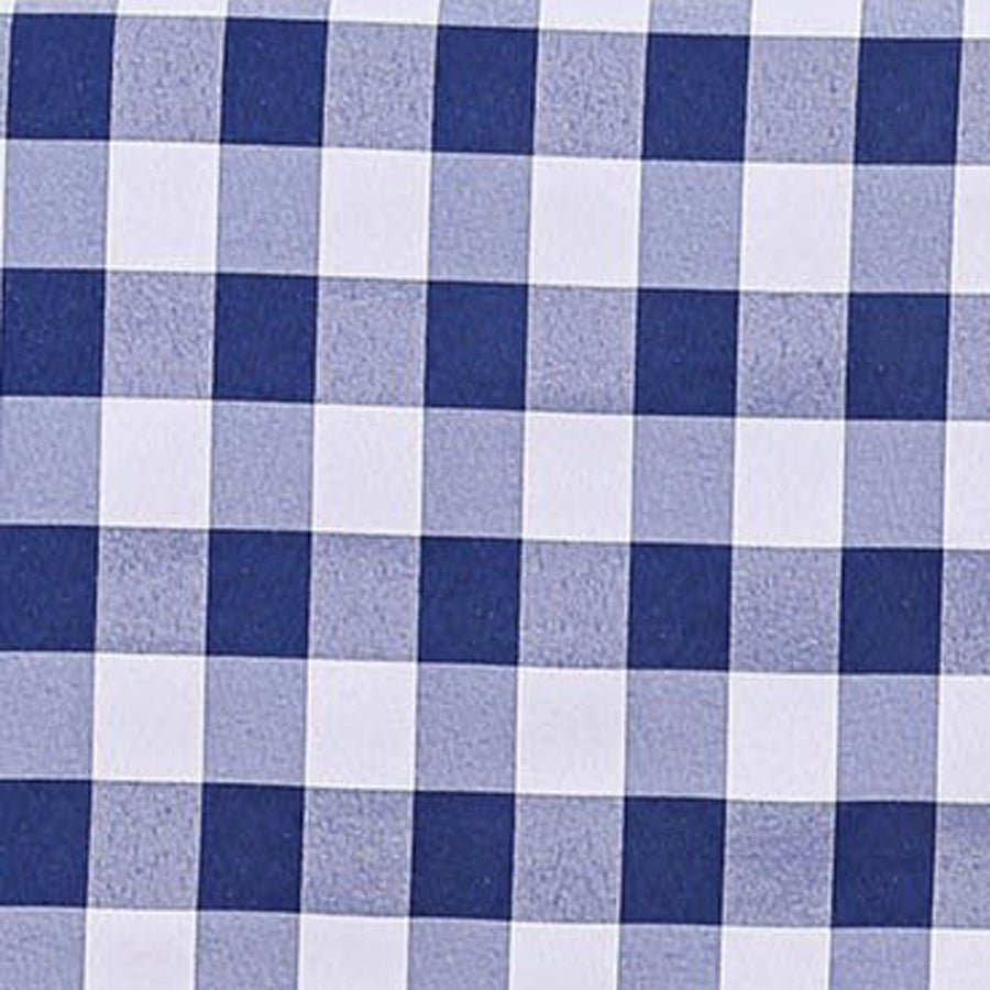 Buffalo Plaid Tablecloth | 108 Round | White/Navy Blue | Checkered Gingham Polyester Tablecloth#whtbkgd