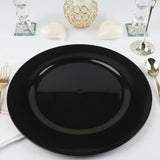 6 Pack | 13Inch Black Round Acrylic Plastic Charger Plates, Dinner Party Table Decor
