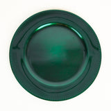 6 Pack 13inch Beaded Hunter Emerald Green Acrylic Charger Plate, Plastic Round Dinner#whtbkgd
