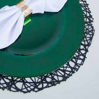 Enhance Your Table Decor with the 6 Pack 13" Beaded Hunter Emerald Green Acrylic Charger Plate
