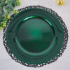 6 Pack 13inch Beaded Hunter Emerald Green Acrylic Charger Plate, Plastic Round Dinner Charger Event
