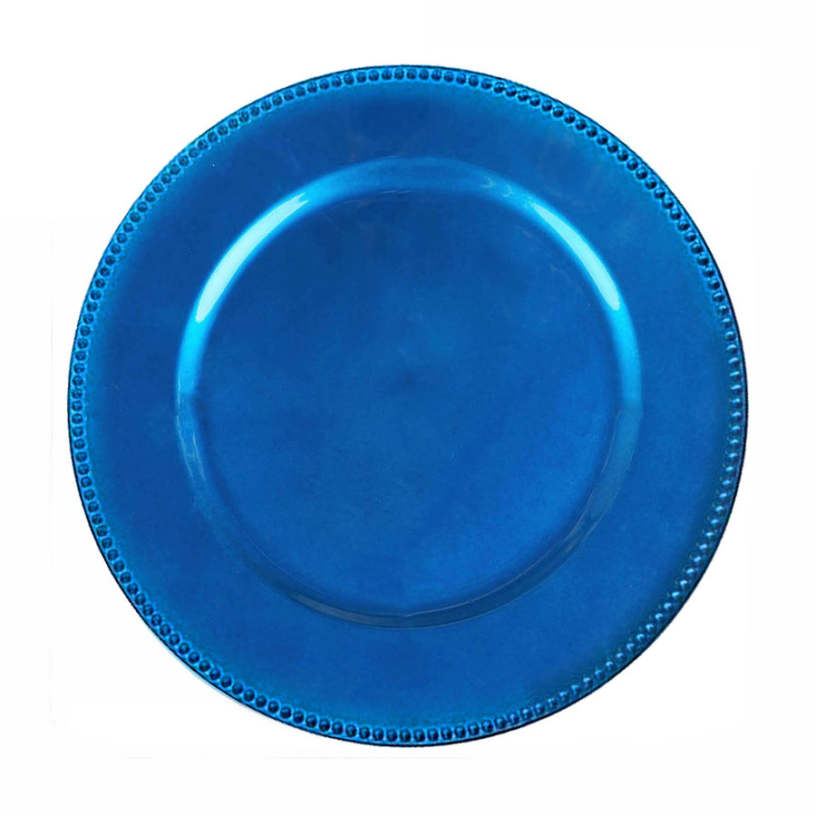 6 Pack 13inch Beaded Royal Blue Acrylic Charger Plate, Plastic Round Dinner Charger Event#whtbkgd