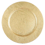 6 Pack | 13inch Gold Embossed Wood Grain Round Acrylic Charger Plates#whtbkgd