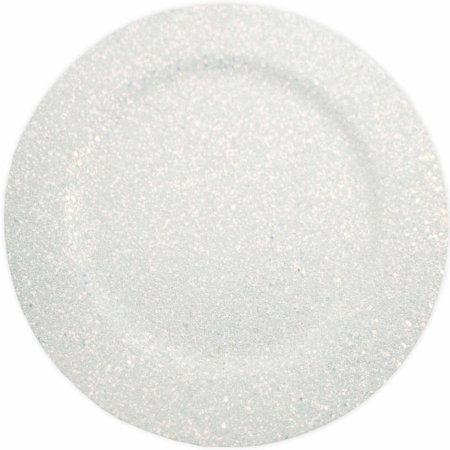 6 Pack | 13inch Iridescent Blue Glitter Acrylic Plastic Round Charger Plates#whtbkgd
